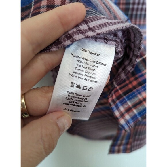 Eddie Bauer Top Womens XS Purple Plaid Button Up Flannel - Picture 9 of 11